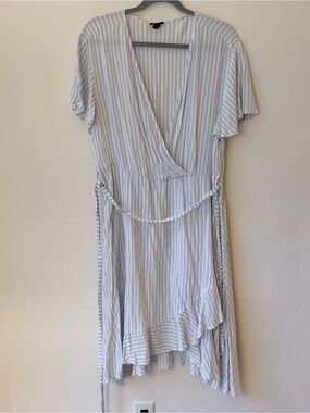 torrid size 2 light Blue and White Striped Wrap Dress